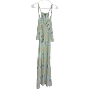 Khush Maxi Dress Womens  S/M Blue Ikat V Neck Sleeveless Button Sides Boho